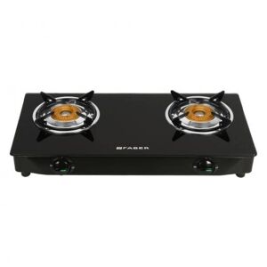 Faber Cooktop Jumbo 2BB, Black Powder Coated Frame, Feather touch knobs, Stainless Steel Drip
