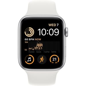 Apple Watch SE (2nd Gen) 44 mm Silver Aluminium Case with White Sport Band (GPS + Cellular)