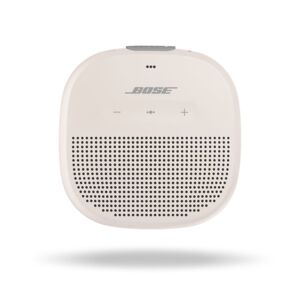 Bose Soundlink Micro Portable Bluetooth Speaker with deep bass, tear-resistant silicone strap (White Smoke)