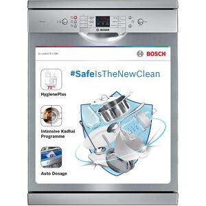 Bosch 13 Place Settings Free Standing Dishwasher 6 Wash Programs Perfect for Indian Utensils (SMS66GI01I, Silver Inox) IndianKitchenKaDishwasher