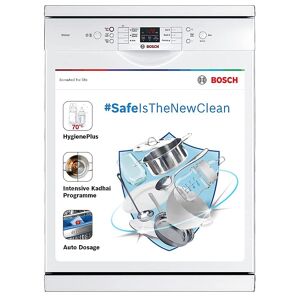 Bosch 13 Place Settings Dishwasher Adjustable Cutlery Box Intensive Kadhai Programme 6 Wash Programmes (SMS66GW01I, White) SafeIsTheNewClean