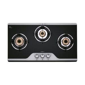 Elica 773 CT Vetro Cooktop with Double Drip Tray, Euro Coated Grid, High Quality Knobs, Heavy Brass Burners, Stainless Steel (TKN CROWN DT SERIES)