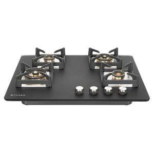 Faber Bella Hob with 4 Full Brass Burners, Cast Iron Pan Support, Premium Metal Knobs (Black)