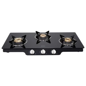 Elica Patio ICT 773 Cooktop with Manual Ignition, Heavy Brass Burners, Toughened Glass, Stainless-Steel Support Plate, Indian Design Knob (DT SERIES)