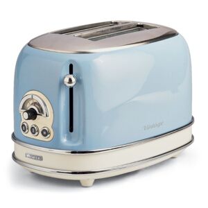 Ariete Vintage 2 Slice Toaster with 6 Browning Levels, Non- slip feet, Removable crumb tray (TOASTERVINTAGE155, Blue)