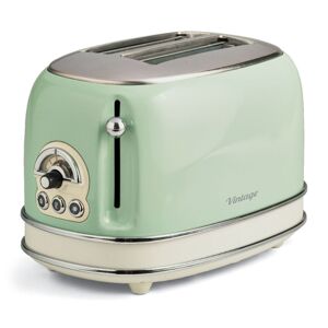 Ariete Vintage 2 Slice Toaster with 6 Browning Levels, Non- slip feet, Removable crumb tray (TOASTERVINTAGE155, Green)