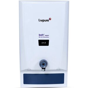 Livpure Bolt+ RO+UV+MIN Water Purifier with LED Indication, Wall Mount, Super Sediment Filter, Carbon Black Filter (White)