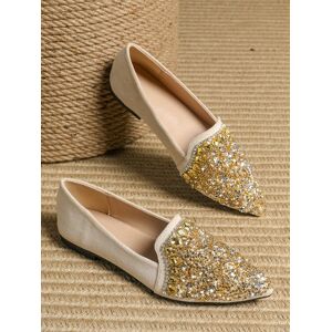 Stylewe Gorgeous Rhinestone Sequined Pointed Toe Flat Shoes