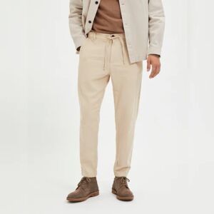 SELECTED HOMME Brown Mid Rise Linen Pants
