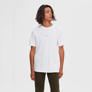 SELECTED HOMME White Logo Print Crew Neck T-shirt