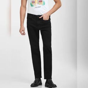 SELECTED HOMME Black Mid Rise Straight Fit Jeans