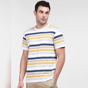 SELECTED HOMME White Striped Crew Neck T-shirt
