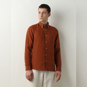 SELECTED HOMME Brown Linen Full Sleeves Shirt