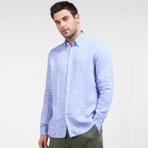 SELECTED HOMME Blue Linen Full Sleeves Shirt