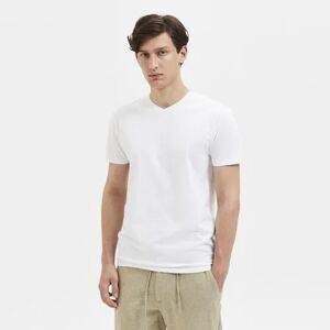 SELECTED HOMME White Organic Cotton V-Neck T-shirt