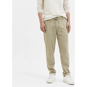 SELECTED HOMME Light Green Mid Rise Linen Pants