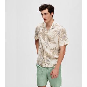 SELECTED HOMME Cream Tropical Print Short Sleeves Shirt