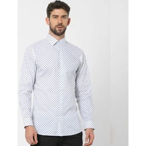 SELECTED HOMME White Printed Organic Cotton Full Sleeves Shirt