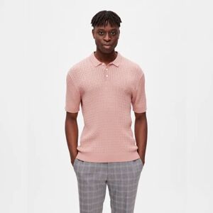 SELECTED HOMME Pink Cable Knit Polo T-shirt