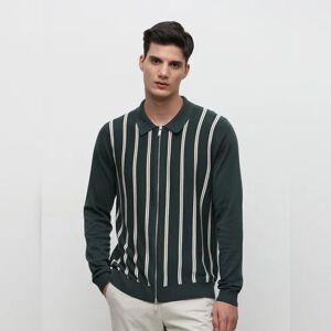 SELECTED HOMME Green Striped Zipped Cardigan