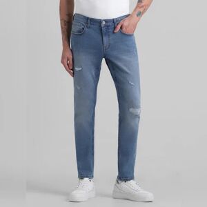 JACK & JONES JACK&JONES Light Blue Low Rise Distressed Glenn Slim Fit Jeans