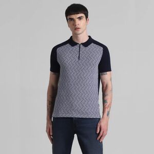 JACK & JONES JACK&JONES Blue Printed Zip Detail Knit Polo