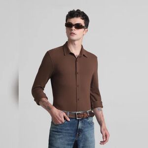 JACK & JONES JACK&JONES Brown Knitted Full Sleeves Shirt