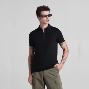 JACK & JONES JACK&JONES Black Zip Detail Polo T-shirt