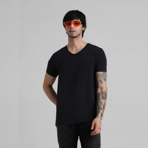 JACK & JONES JACK&JONES Black Solid V-Neck T-shirt