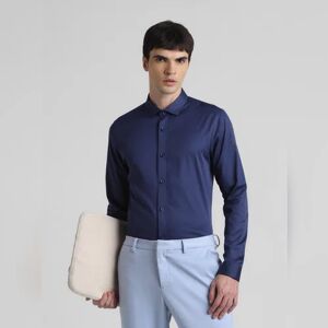 JACK & JONES JACK&JONES Blue Satin Weave Full Sleeves Shirt