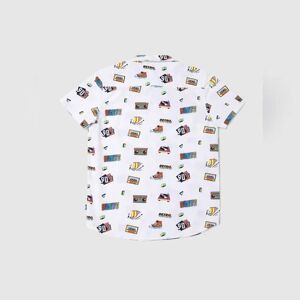 JACK & JONES JUNIOR JACK&JONES BOYS White 90& 039;s Theme Print Half Sleeves Shirt