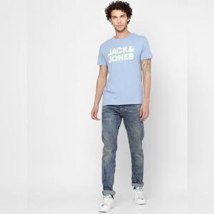 JACK & JONES JACK&JONES Light Blue Logo Print Crew Neck T-shirt