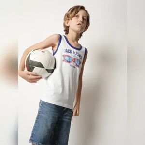 JACK & JONES JUNIOR JACK&JONES Boys White Printed Sleeveless T-shirt