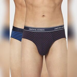 JACK & JONES JACK&JONES Black & Blue Printed Briefs - Pack of 2