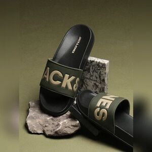 JACK & JONES JACK&JONES Green Logo Print Sliders