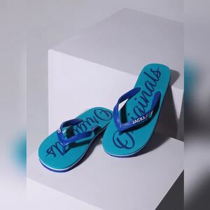 JACK & JONES JACK&JONES Blue Logo Print Flip Flops