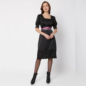 VERO MODA Black Lace Detail Midi Dress