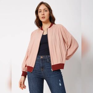 VERO MODA Pink Pleated Bomber Jacket