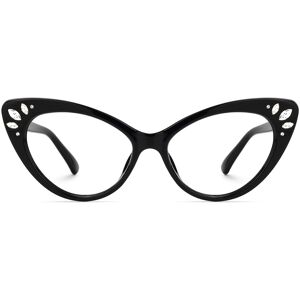 Vooglam Optical Emmie - Black Rhinestone Designed Cat Eye Glasses