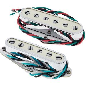 Fender Cobalt Chrome Tele Pickup Set Chrome ring with Vintage White insert