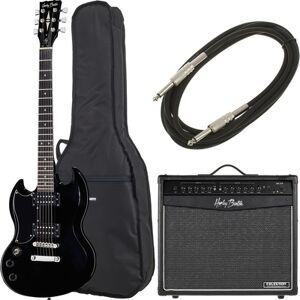 Harley Benton DC-200LH BK Student Ser Bundle nero lucido