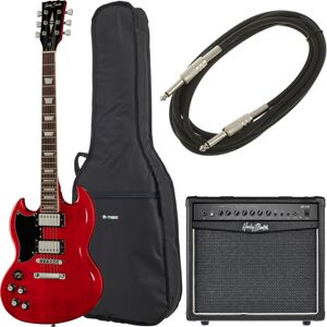 Harley Benton DC-580LH CH Vintage Ser Bundle Cherry lucido