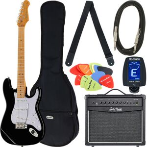 Harley Benton ST-62MN BK Vintage Bundle 2 nero lucido