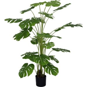 Homcom Pianta Artificiale Monstera Alta 180cm per Decorazione Interna ed Esterna con Vaso Incluso per Casa e Giardino Verde Naturale Aosom