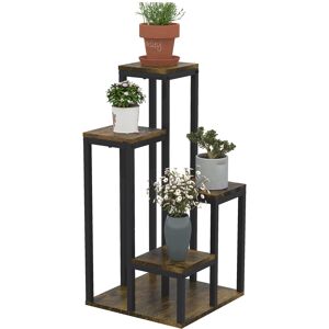Outsunny Supporto per piante scaffale a fiori 4 ripiani diverse altezze struttura in acciaio 40 x 40 x 81 cm nero