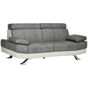 Homcom Divano 2 Posti in Finta Pelle PU con Poggiatesta Regolabile su 5 Livelli, 189x96.5x84cm, Grigio