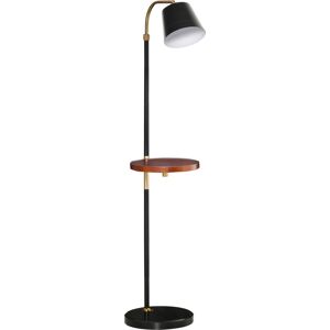 Homcom Lampada da Terra con Ripiano da Ф29.5cm, Lampada da Pavimento per Salotto Compatibile con Lampadine E27 da 40W, Metallo Nero e Oro