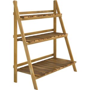 Outsunny Portapiante Pieghevole Portavasi in Legno di Abete con 3 Livelli Scaffale da Esterno per Piante Portafiori 80x37x93cm Aosom