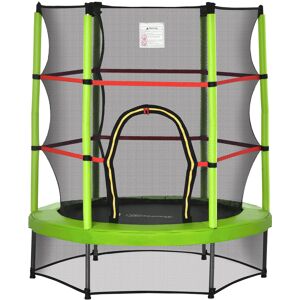 Homcom Tappeto Elastico Φ140x160Acm per Bambini da 3 Anni con Rete di Protezione, Trampolino Elastico con Corde Bungee Carico Massimo 45kg