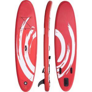 Outsunny Tavola SUP Gonfiabile 300x76x15cm Antiscivolo, Stand Up Paddle Board con Pagaia, Accessori e Borsa di Trasporto, Rosso e Bianco